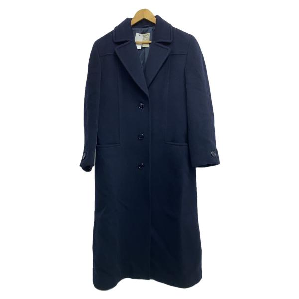 CELINE◆80s/チェスターコート/38/ウール/NVY/無地