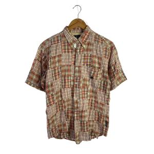 STUSSY◆90s/紺タグ/パッチワーク/半袖シャツ/M/コットン/マルチカラー