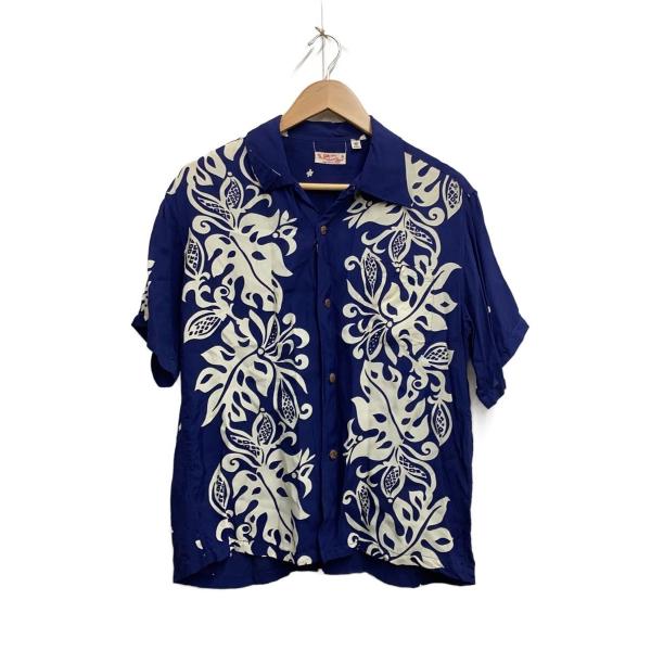 SUN SURF◆MONSTERA BORDER/アロハシャツ/M/レーヨン/NVY/SS36435