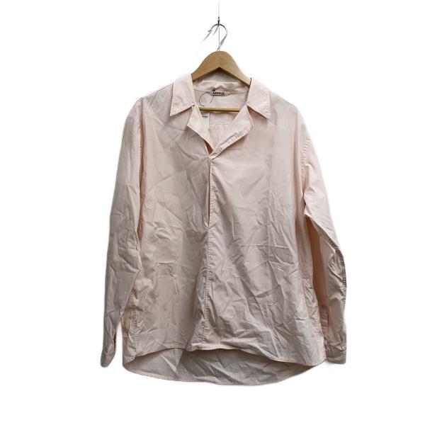 AURALEE◆22SS/長袖シャツ/5/コットン/PNK/無地/A22SS
