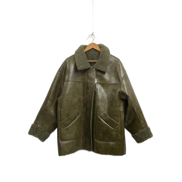 AMERI◆UND REVERSIBLEV BONDING JACKET/M/フェイクレザー/KHK...