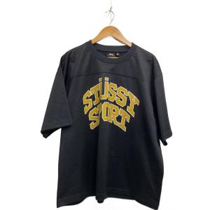 STUSSY◆Mesh Football Jersey/メッシュTシャツ/XL/ポリエステル/BLK//