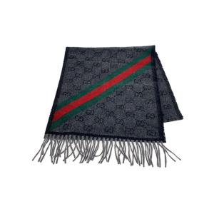 GUCCI◆マフラー/ウール/GRY/総柄/メンズ/570603 3GB18