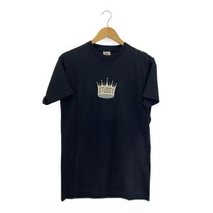 STUSSY◆Tシャツ/M/コットン/BLK/KING SIZE CROWN LOGO/90s/USA製//OLD