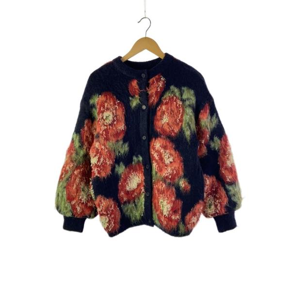 AMERI◆VERONICA JACQUARD KNIT CARDIGAN/FREE/ネイビー/01...