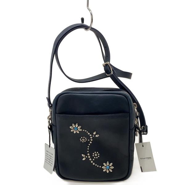 TMT◆INDIGO LEATHER SHOULDER STADS BAG/レザー/NVY/TBA-...