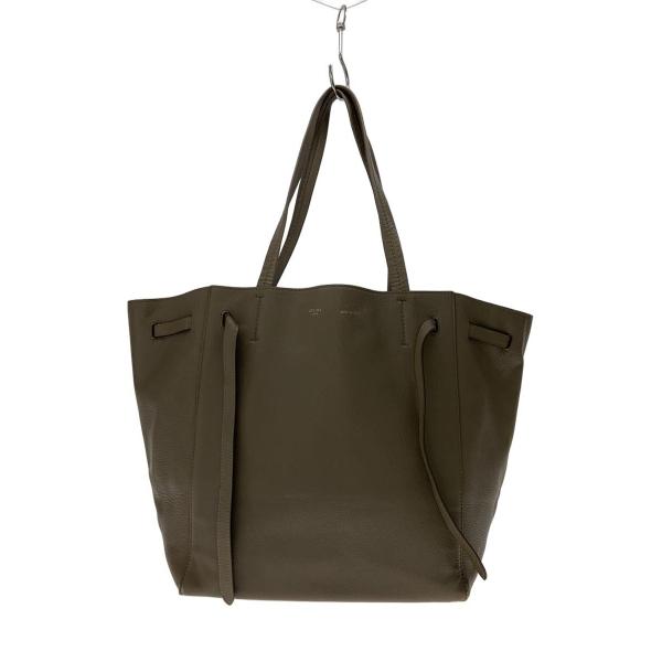 CELINE◆スモールカバファントム/トートバッグ/レザー/BRW//