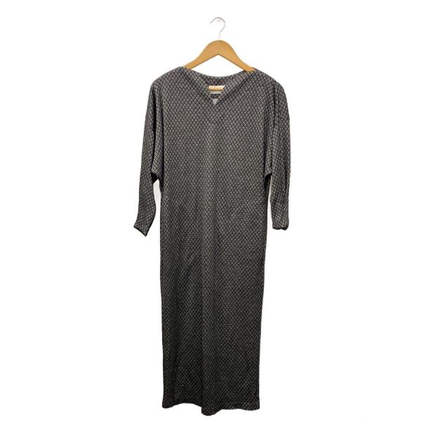 mame kurogouchi◆長袖ワンピース/1/ウール/BLK/総柄/MM22FW-JS031