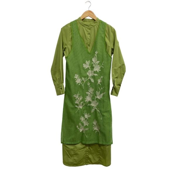 AMERI◆シャツワンピース/S/ポリエステル/GRN/無地/01210560420