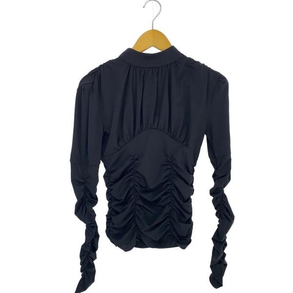 AMERI◆ブラウス/S/ポリエステル/BLK/無地/02220380350