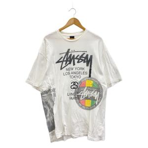 STUSSY◆Tシャツ/XL/コットン/WHT//WORLD TOUR