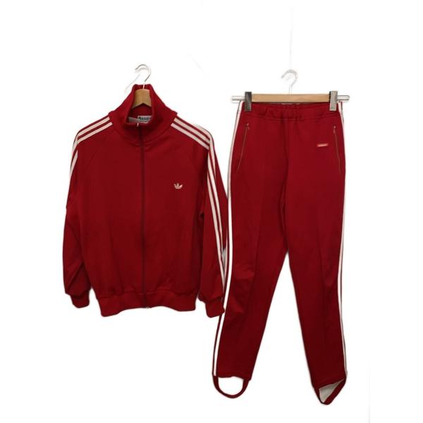 adidas◆70〜80s/セットアップ/デサント期/ポリエステル/RED/ads-4f