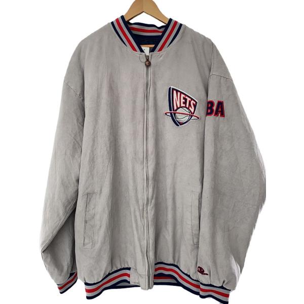 00s/NBA/NETS/Unique/スウェードスタジャン/XXL/ポリエステル/GRY/無地