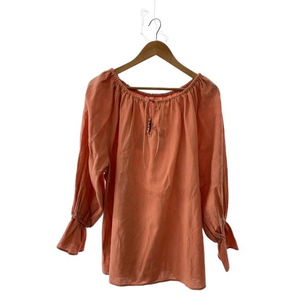 PENDLETON◆タグ付/リネン混ギャザースリーブチュニック/FREE/コットン/ORN/無地//