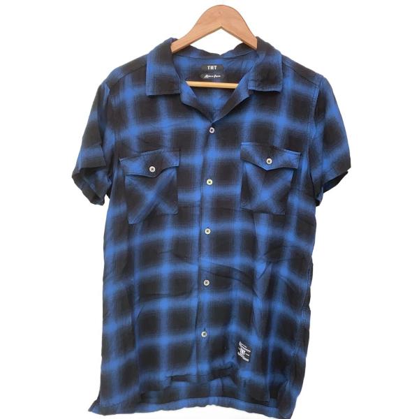 TMT◆RAYON TWILL OMBRE CHECK S/SL SHI/半袖シャツ/L/レーヨン/...