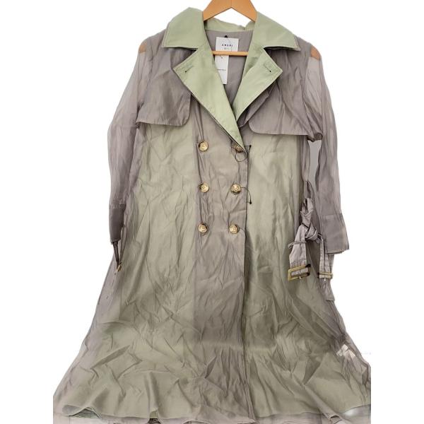 AMERI◆トレンチコート/S/ポリエステル/GRN/無地/01110740480