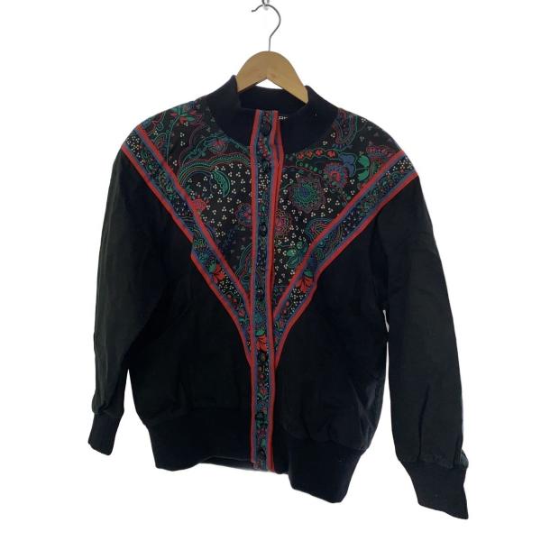 LEONARD◆80s/フェイクスウェードジャケット/肩パット有/ポリエステル/BLK/花柄