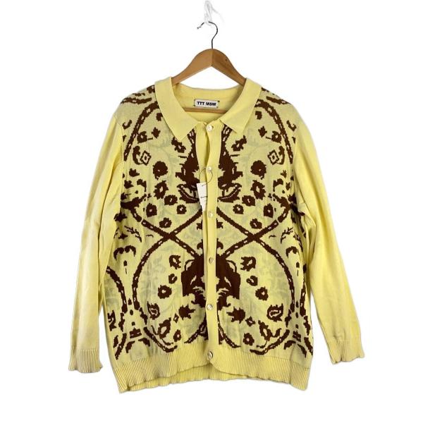 TTT_MSW◆カーディガン(厚手)/L/コットン/YLW/総柄/TTT-2021SS-KT101/...