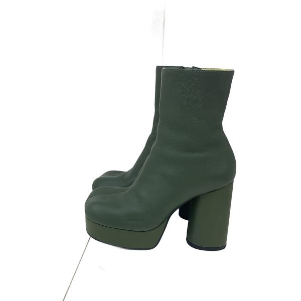 AMERI◆ブーツ/VOLUMINOUS TOE PLATFORM BOOTS/S/GRN/レザー