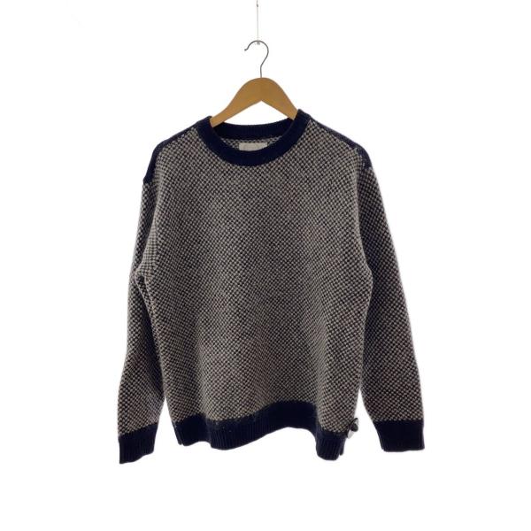 STILL BY HAND◆ニット・セーター(厚手)/50/ウール/モヘヤ/BLK/総柄/KN068...