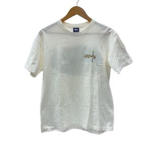 STUSSY◆Tシャツ/M/コットン/WHT/プリント//OLD