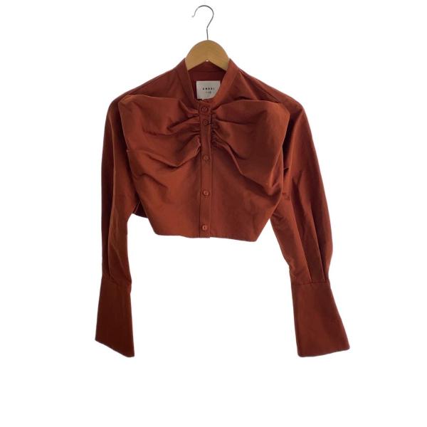 AMERI◆CROPPED BIG RIBBON SHIRT/FREE/ポリエステル/BRW/022...
