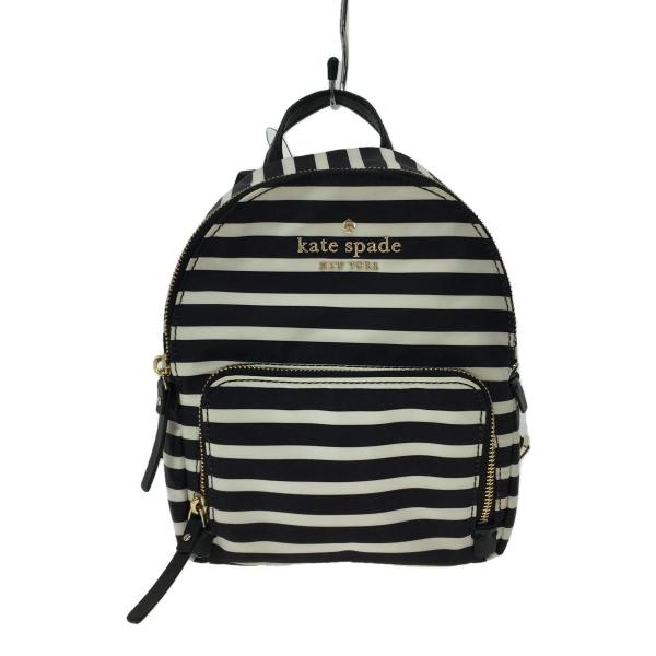 kate spade new york◆リュック/ナイロン/BLK/ボーダー