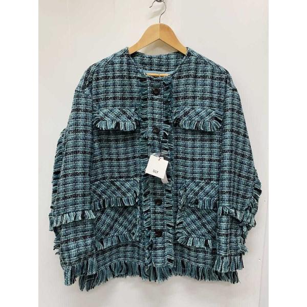 SLY◆SPRING TWEED FRINGE JKツイードフリンシジャケット/FREE/GRN/0...