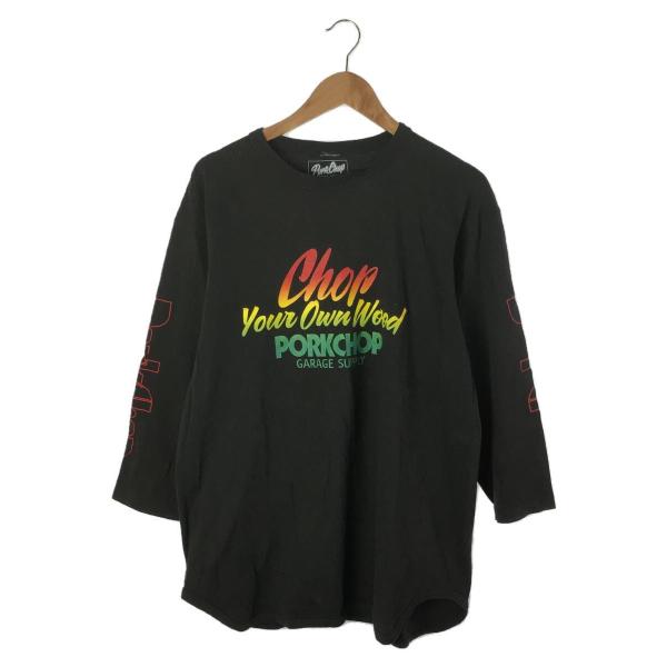 PORKCHOP◆YOUR OWN WOODプリント/長袖Tシャツ/XL/--/BLK/OE1230