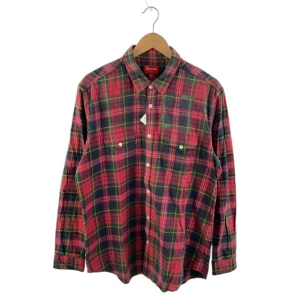 Supreme◆Plaid Flannel Shirt/長袖シャツ/XL/コットン/RED/チェック