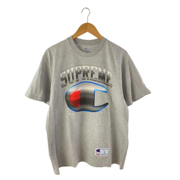 Supreme◆19SS/Championコラボ/Tシャツ/L/コットン/GRY/プリント