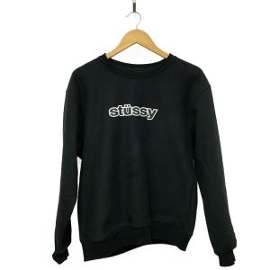 STUSSY◆スウェット/S/コットン/BLK/プリント