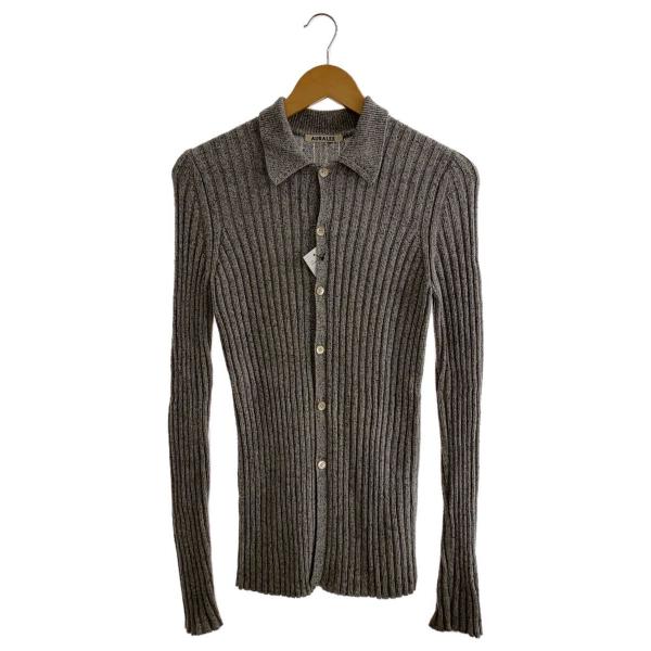 AURALEE◆SILK COTTON MELANGE RIB KNIT SHIRT CARDIG/...