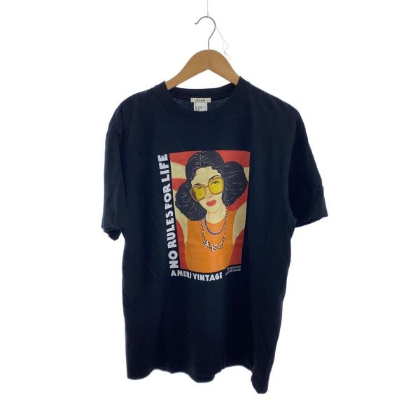 AMERI◆FES LADY TEE/M/コットン/BLK/プリント/0225103311400//