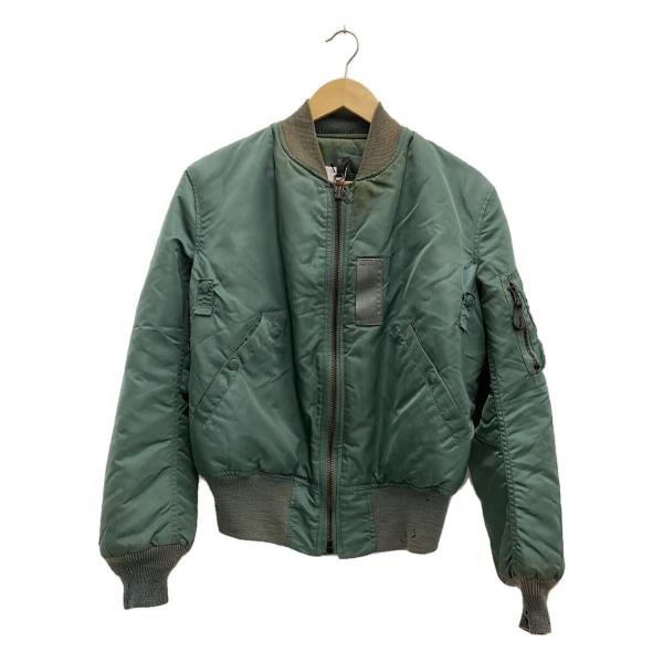 ALPHA INDUSTRIES◆ブルゾン/S/ナイロン/GRN/無地/50年代復刻/リブダメージ大