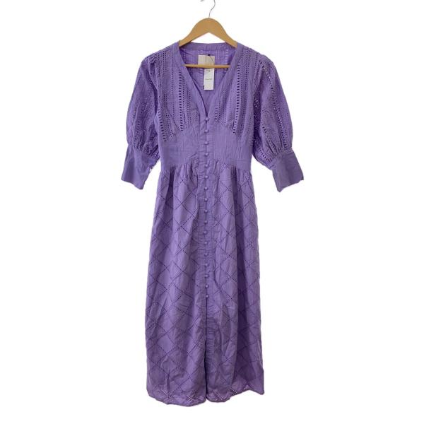 AMERI◆MEDI CRUMPLE COTTON LACE DRESS/長袖ワンピース/PUP/0...