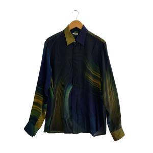 MASU◆MNFW-SH0402/長袖シャツ/46/シルク/ネイビー/総柄/ エムエーエスユー//