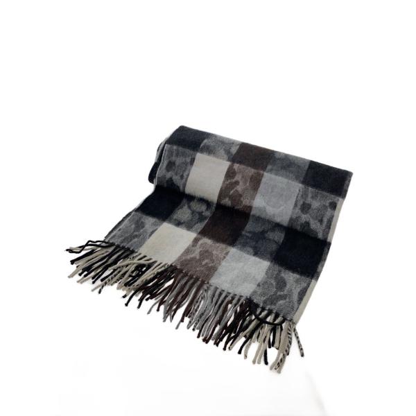 BEGG◆×BARNEYS NEW YORK/アンゴラ混/マフラー/ウール/GRY/チェック/レディ...