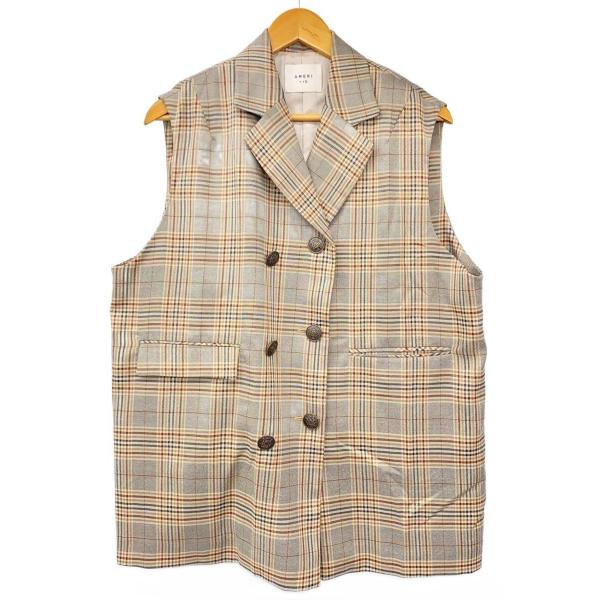 AMERI◆ジレベスト/FREE/ポリエステル/マルチカラー/チェック/01120650020