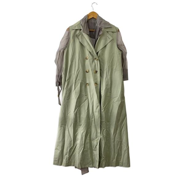 AMERI◆21SS/4WAY SHEER DOCKING TRENCH/M/コットン/GRN/01...