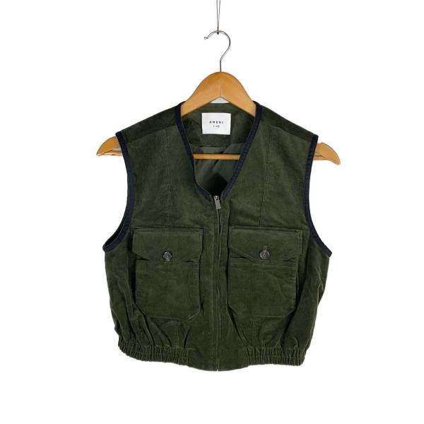 AMERI◆23SS/MILITARY CORDUROY VEST/FREE/コットン/グリーン/0...