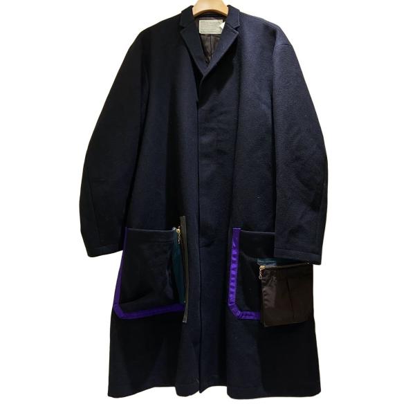 kolor◆毛羽立ち有/コート/3/ウール/NVY/無地/19WCM-C15102S//