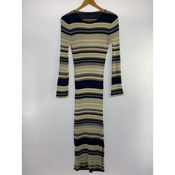 AMERI◆MULTI BORDER KNIT DRESS/S/コットン/マルチカラー/ボーダー/0...