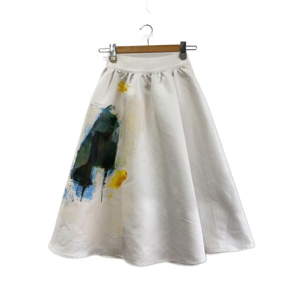 AMERI◆ロングスカート/ポリエステル/ホワイト/プリント/016292 80//