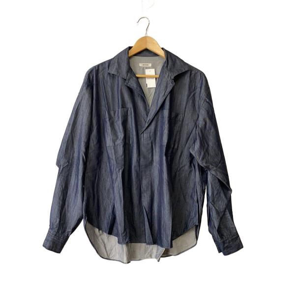 INTERIM◆LIGHT SILK DENIM SKIPPER SHIRT/長袖シャツ/4/コット...