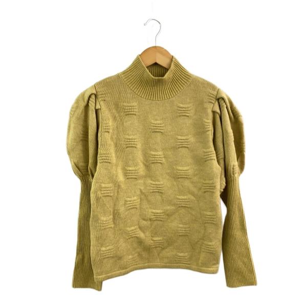 AMERI◆ニット・セーター(厚手)/FREE/ポリエステル/YLW/無地/02220181230