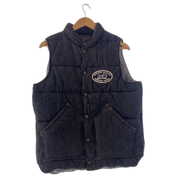 IRON HEART◆ダウンベスト/M/デニム/BLK/無地//