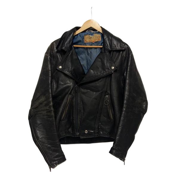 70s〜80s/OPTIジッパー/イングランド製/ダブルライダースジャケット/レザー/BLK