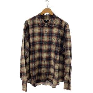 STUSSY◆24SS/MATTHEW PRINTED SHIRT/長袖シャツ/XL/--/BRW/チェック/1110336