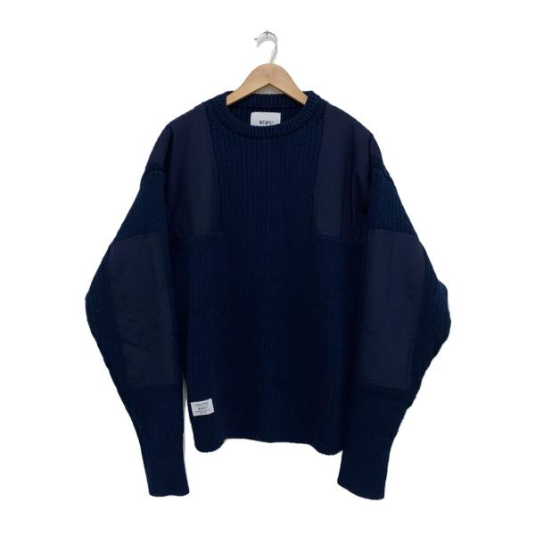 WTAPS◆ニット・セーター(厚手)/3/ポリエステル/NVY/無地/222MADT-KNM03//